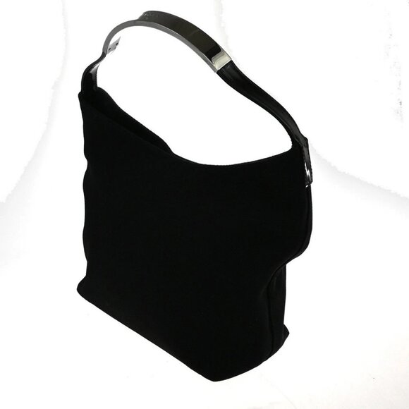 GUCCI Logo GG Pattern Hobo Shoulder Bag Nylon Leather Black SHW Italy - Picture 4 of 16